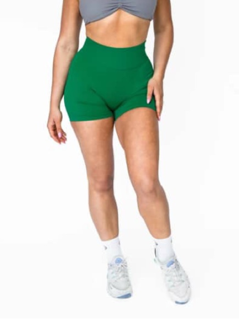 High-Rise Green Bike Shorts for Women